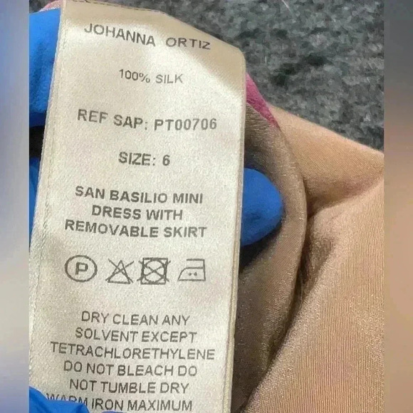 JOHANNA ORTIZ San Basilio One-Shoulder Silk Mini Dress 6 Multicolor Green Floral - Picture 7 of 10